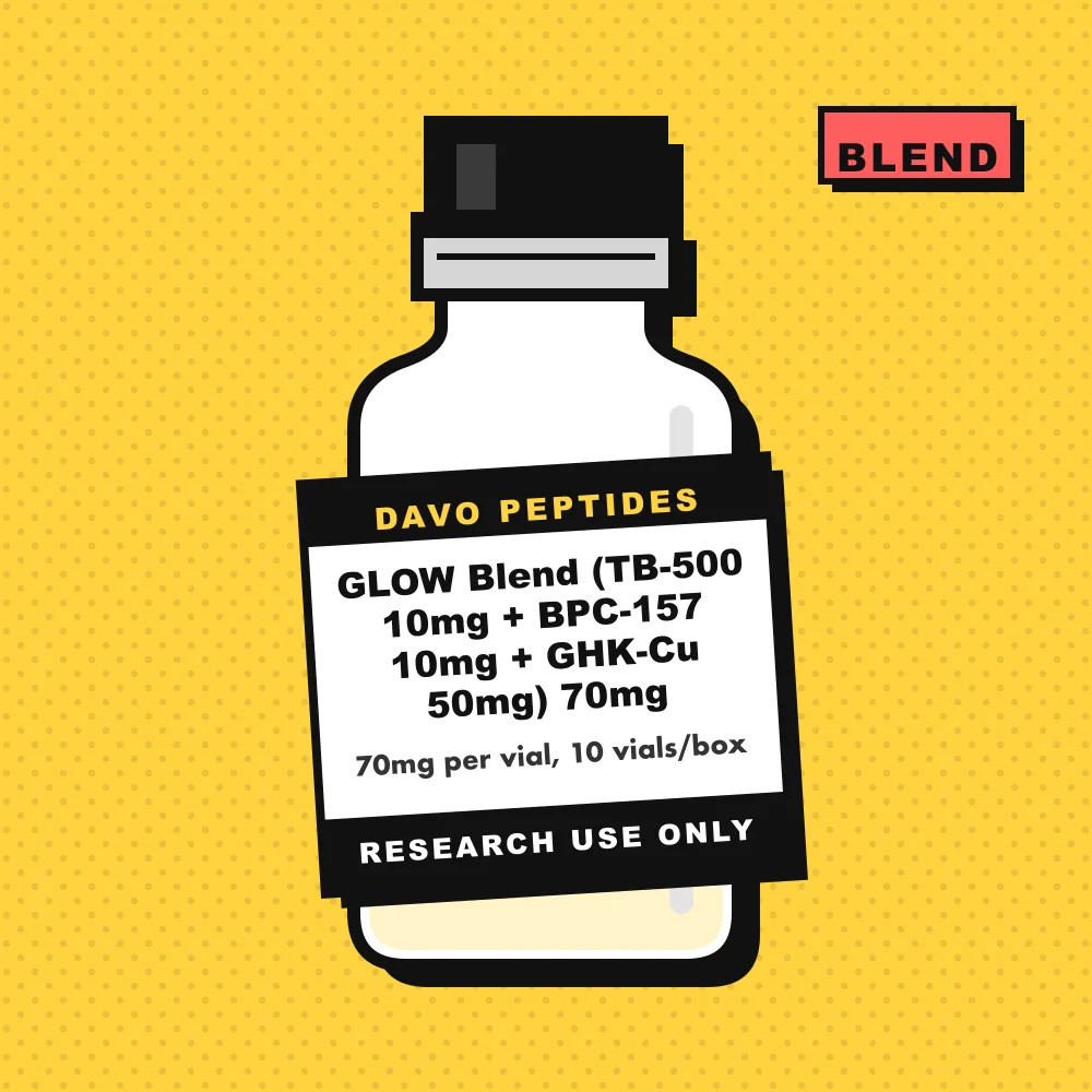 GLOW Blend (TB-500 10mg + BPC-157 10mg + GHK-Cu 50mg) 70mg, Davo illustration